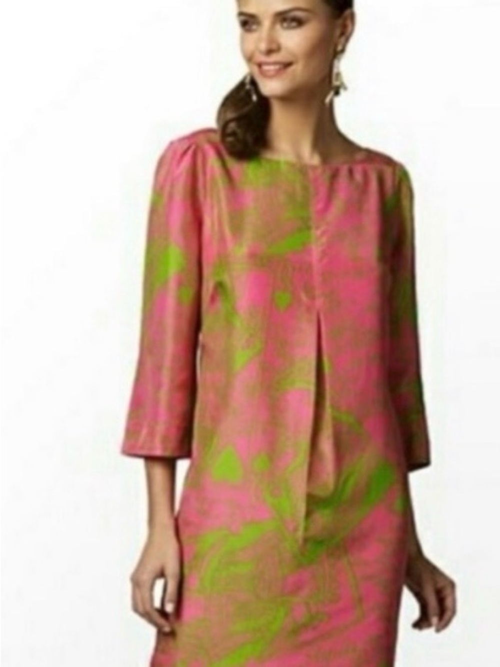 Lilly Pulitzer Pink and Green Long Sleeve Shift Dress